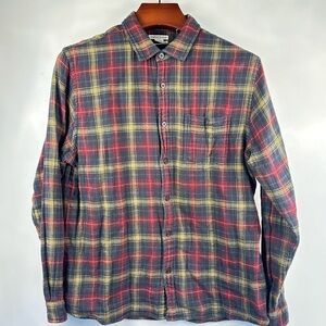 Carbon 2 Cobalt Shirt Mens Large Red Plaid‎ Colorful Textured Button Up